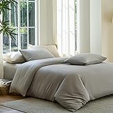 DOZ Duvet Cover Set, 100% Viscose derived from Bamboo, Organically Grown, Buttery Soft, Cooling Duvet Covers, High GSM, 1 Duvet Cover and 2 Pillowcases, 90"x90" (Dove, Full/Queen)