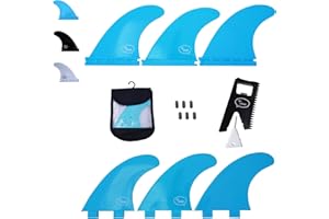 Ho Stevie! FRP Thruster (3) Surfboard Fins - Stronger Than Regular Nylon Fins - Performance and Maneuverability - Includes Travel Case, Screws, Wax Comb and Fin Key