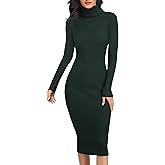 v28 Women Stretchable Knitted Long Sleeve Slim Fitted Ribbed Soft Sweater Dress