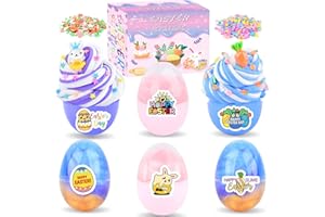 MERMAIDSLIME 6 Pack of Easter Egg Kit, with 2 Butter Slime and 2 Crystal Slime and 2 Galaxy Slime, Soft & Stretchy, Stress Relief Toys, Easter Basket Stuffers, Party Favours, Birthday Gifts for Boys and Girls