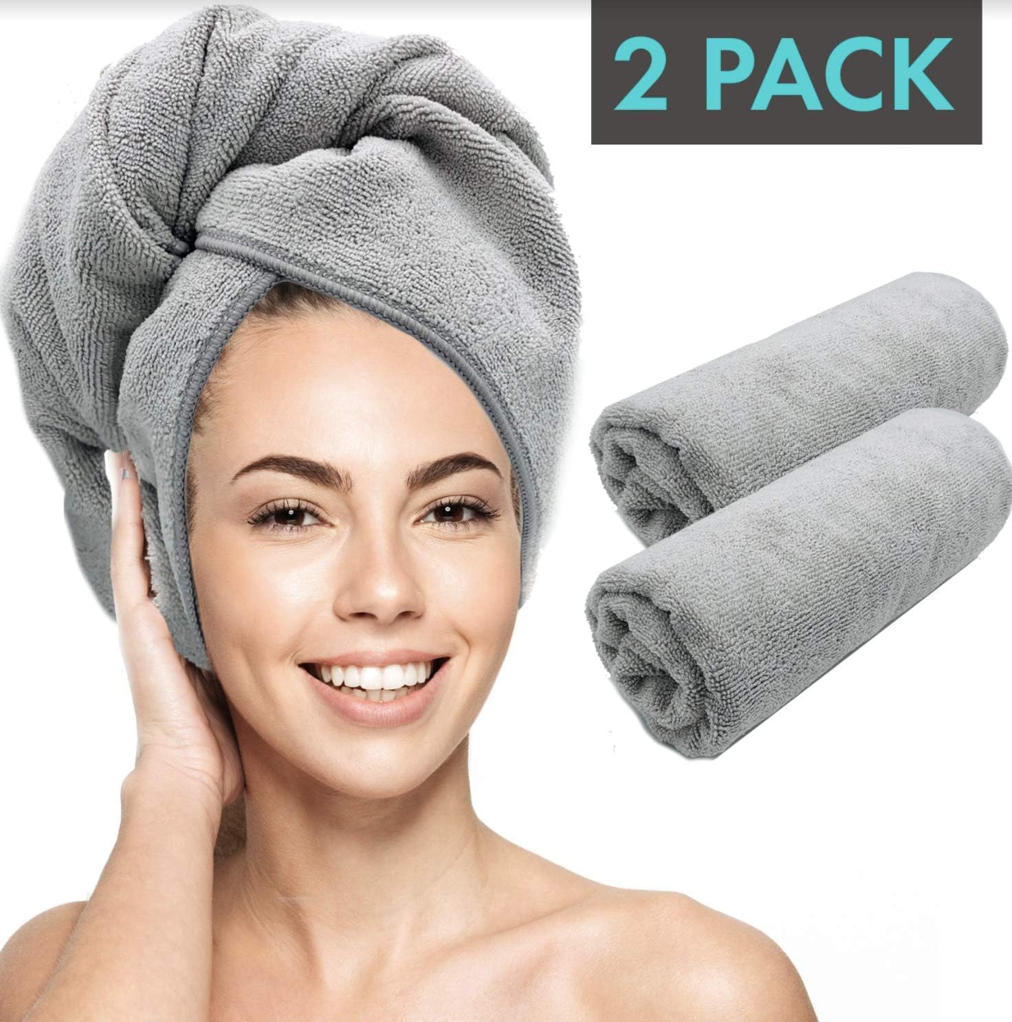 Scala Microfiber Hair Towel Wrap - Magic Instant Quick Dry Turban Twist for Women. Anti Frizz Curly, Straight, Color Treated, Hair. (2 Pack): Home & Kitchen