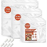 Reusable Vacuum Sealer Bags (42 Bags + 7 Clips), BPA-Free Vacuum Zipper Bags in 3 Sizes (8.7"x8.3", 10.2"x11", 11.8"x13.4") for Food Storage, Freezer & Sous Vide, Compatible with Food Saver