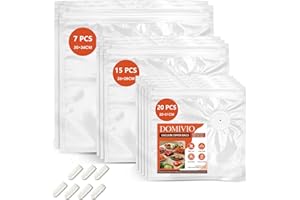 DOMIVIO Vacuum Sealer Bags for Food Storage, Assorted Sizes, 42 Pcs (S+M+L) 8.7" x 8.3" & 10.2" x 11" & 11.8" x 13.4", Reusab