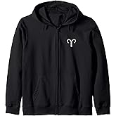 Zodiac Sign Aries (Vintage White) Aries Zip Hoodie