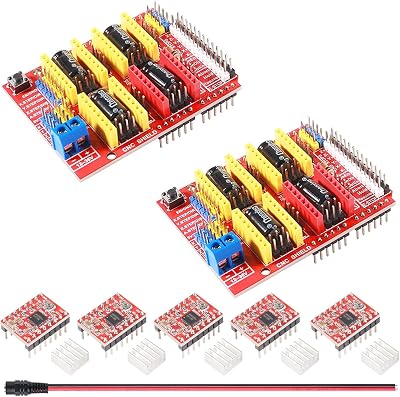 Youmile 2pcs CNC Shield V3.0 + 5pcs A4988 Stepper Driver w/ Heatsink