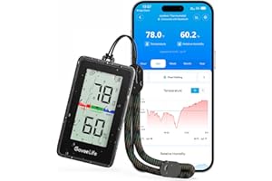 GoveeLife Outdoor Indoor Thermometer Hygrometer IP65 Waterproof, LCD Digital Display, 197ft Buletooth Range, Notification Alerts, 2 Years Data Storage Export, for Camping, Room, Patio, Greenhouse