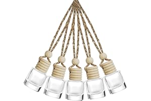 RESWISH ESEWALAS 5PCs Hanging Car Air Freshener, Empty Glass Perfume Bottlespendant Bottle, Air Freshener Pendant