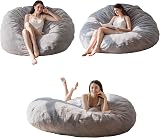 MAXYOYO Bean Bag Bed - Convertible Sofa, Plush, Gray, 180x180 cm view 3