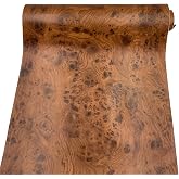 Yifely Brown Wood Grain Furniture Paper PVC Self-Adhesive Shelf Liner Locker Door Sticker 17.7 Inch by 9.8 Feet