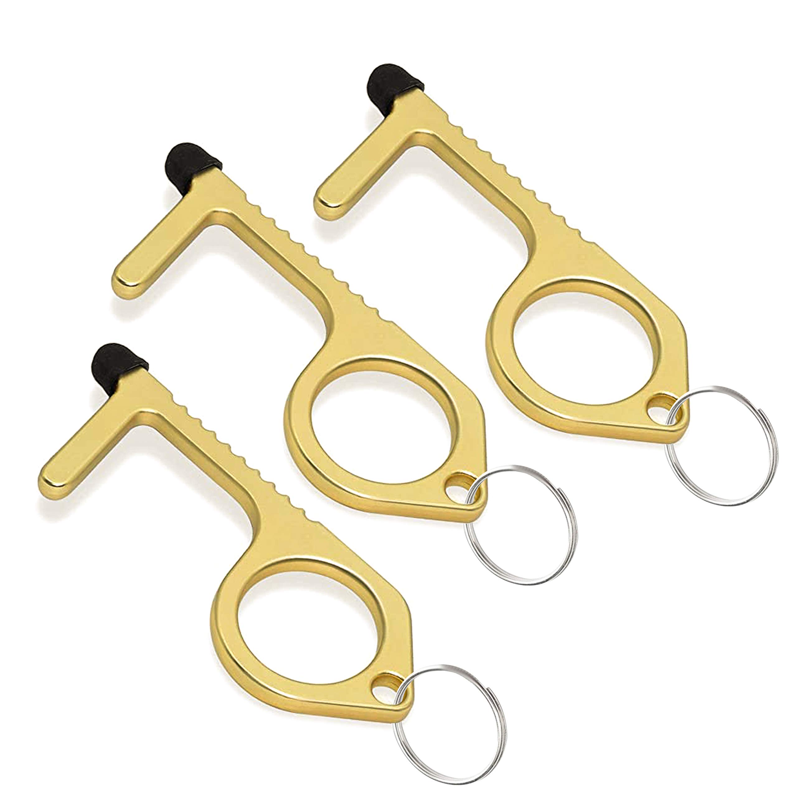 Photo 1 of 3pcs Brass Door Opener Keychain Tool - Touchless Key for Handles, Button Pusher Stylus, and Key Ring - Handy Utility Tool - by Mobi Lock