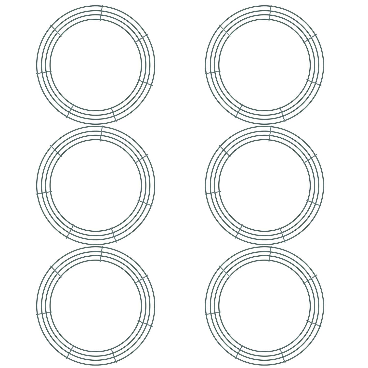 Sumind 6 Pieces Wire Wreath Frame Metal Wire Rings Dark Green Round Wreath Form Making Rings for Christmas Floral Home Party Decoration (14 Inch)