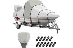 Vinpatio Center Console Cover with Motor Cover, 900D Waterproof Heavy Duty Boat Cover for CC, Marine Grade Oxford UV Resistant Trailerable Boat Cover 20-22 ft, Beam Width up to 106"