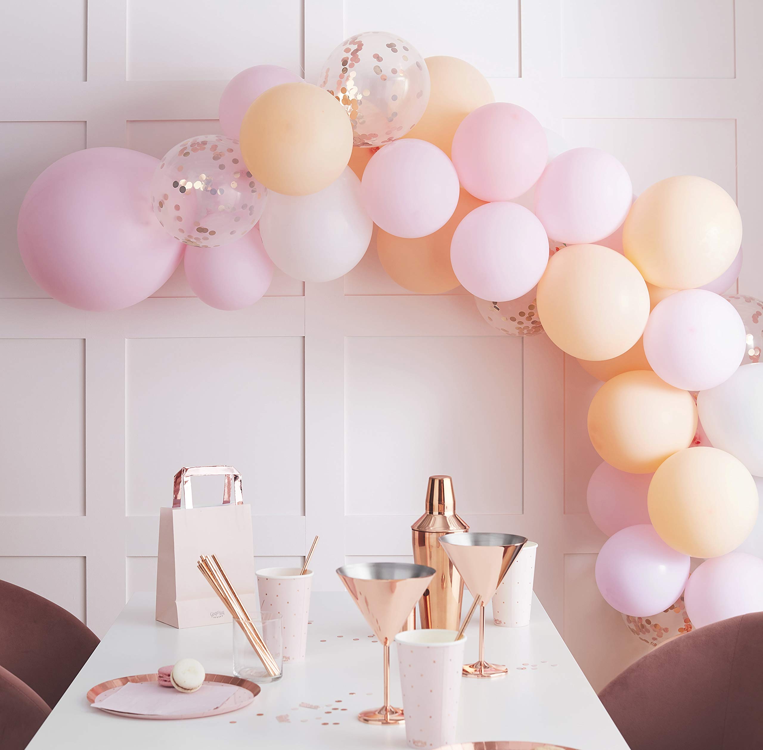 Ginger Ray Hen Party Rose Gold Balloon Arch DIY No Helium 60 Pack, Pink