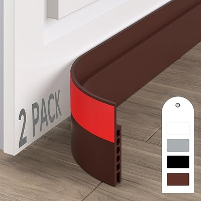 HIZH Door Draught Excluder Set of 2 Brown Self Adhesive Silicone Seal Strip