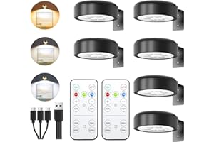 6Pcs Picture Lights, 2000mAh Rechargeable Poster Lights, 3 Color Dimmable Magnetic Wall Lamp with Timer, Decorative Lights fo