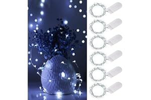 Ostwiki Fairy Lights Battery Operated String Lights 6 Pack Mini Lights, 20 LED 7ft Twinkle Firefly Starry Lights for DIY Craft Mason Jar Bedroom Wedding Party Table Christmas Decoration (Cool White)