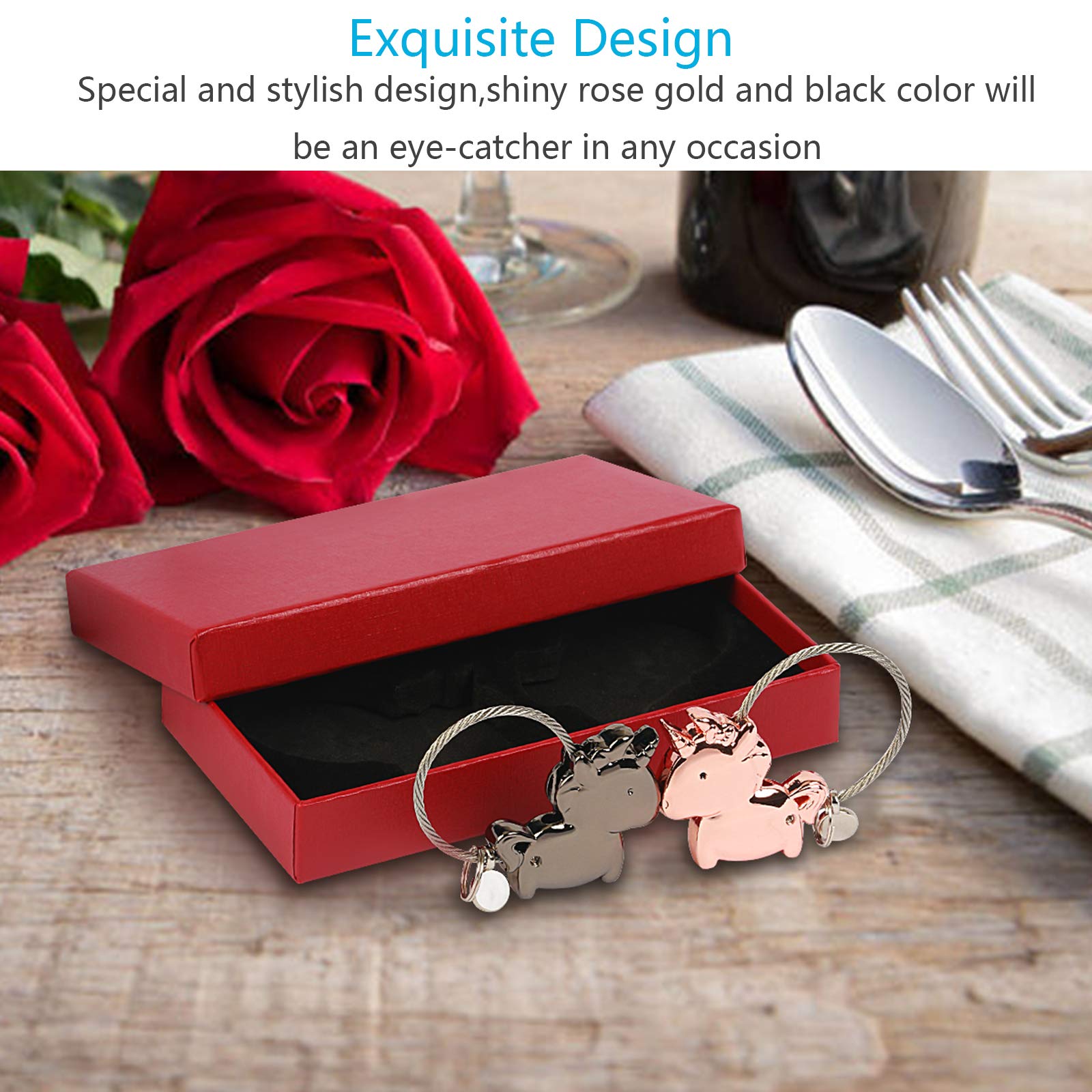 Keyrings ZoomSky 1 Pair Kissing Unicorn Keychian Couple Key Rings Zinc Alloy Key Chain with Magnetic for Boyfriend Girlfriend Sweet Gift for Valentines Wedding Birthday