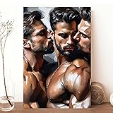 HMLZSJ Nude Muscle Male Torso Portrait Art Gay