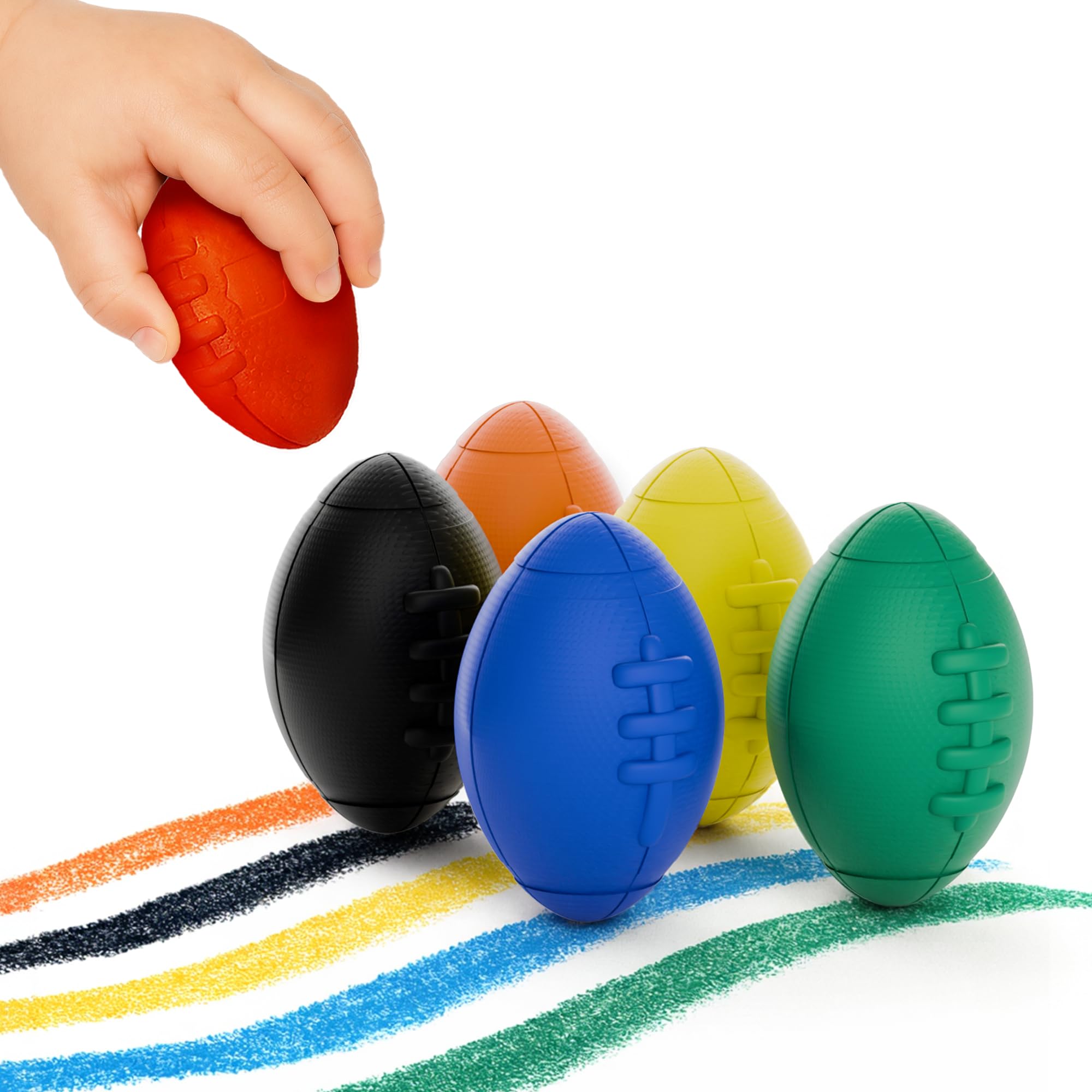 Football Big Crayons for Toddlers, 6 Colors Unbreakable Crayons for Kids, Jumbo, Non-Toxic, Easy Grip, No Mess Coloring