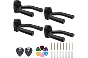 Guitar Wall Mount Hanger, Guitar Hanger Wall Hook Holder Stand Display with Screws Easy to Install, Fits All Size Guitars, Ba