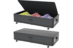 IUI Underbed Storage with Wheels 2-in-1Under Bed Drawers Storage Containers,50L Large Capacity Rolling Under Bed Storage with Lid,Bedroom Storage Organizer for Clothes,Shoes,Toys,Books,Blankets Black-2Pcs