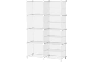 AWTATOS Closet Organizer 8 Cube Storage Shelves Portable Closet Clothes Organizers and Storage Stackable Cubby Shelving for Closet Bedroom Living Room Office, Transparent Twill