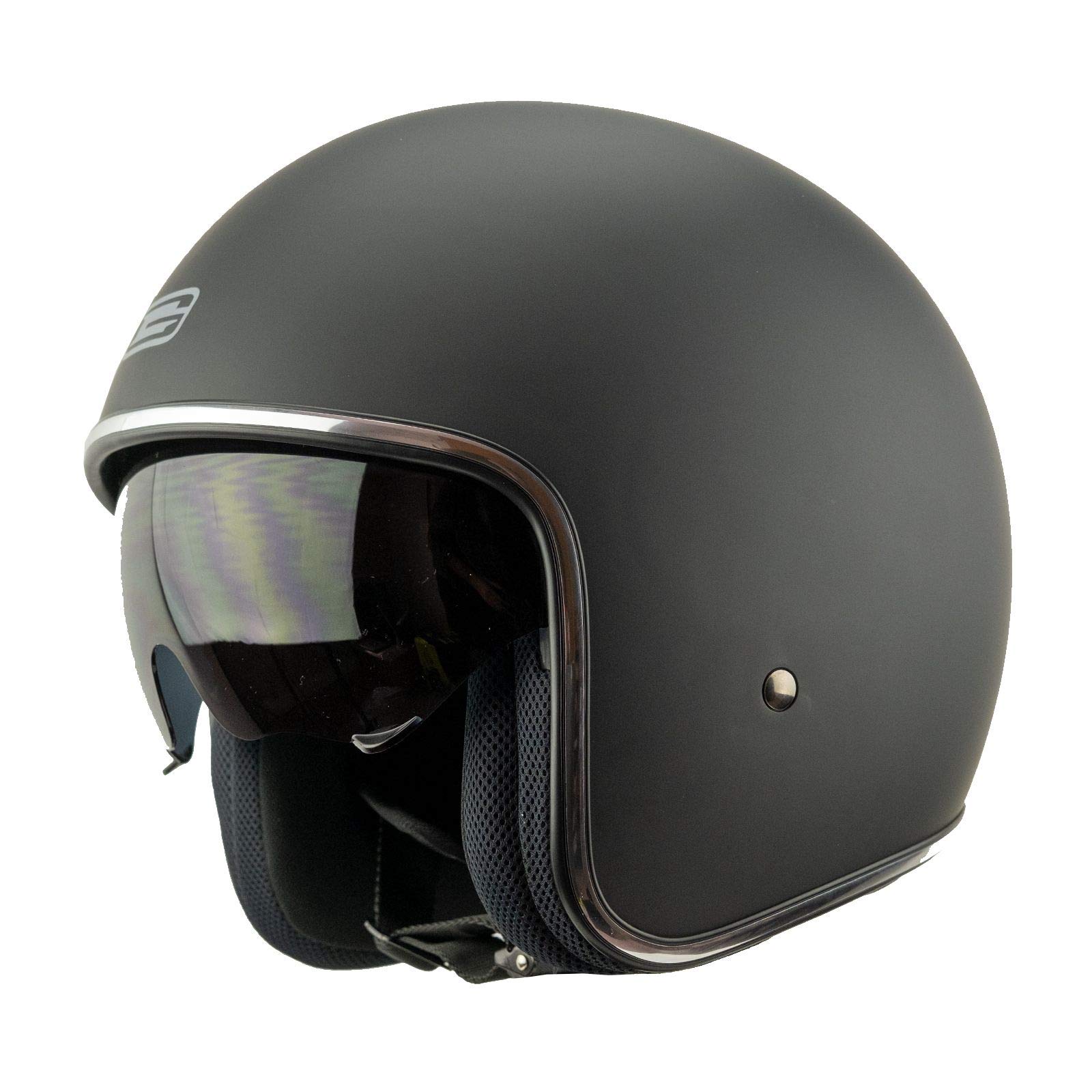 G-MAC Rebel Evo Open Face Motorcycle Helmet (Satin Black, L)
