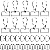 30pcs Lobster Claw Clasps for Keychains, Lobster Clasp 1/2 Inch Metal D Ring Swivel Clasp Purse Hardware for Bag Making, Keychain Clip Swivel Hooks D Rings for Purse Keychain Hooks for Purse Making