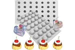Silicone Cherry Molds, 35-Cavity 3D Cherry Chocolate Baking Tray for Mousse Cake Candy Pastry Jelly Ice Cube Truffle Cookie, 