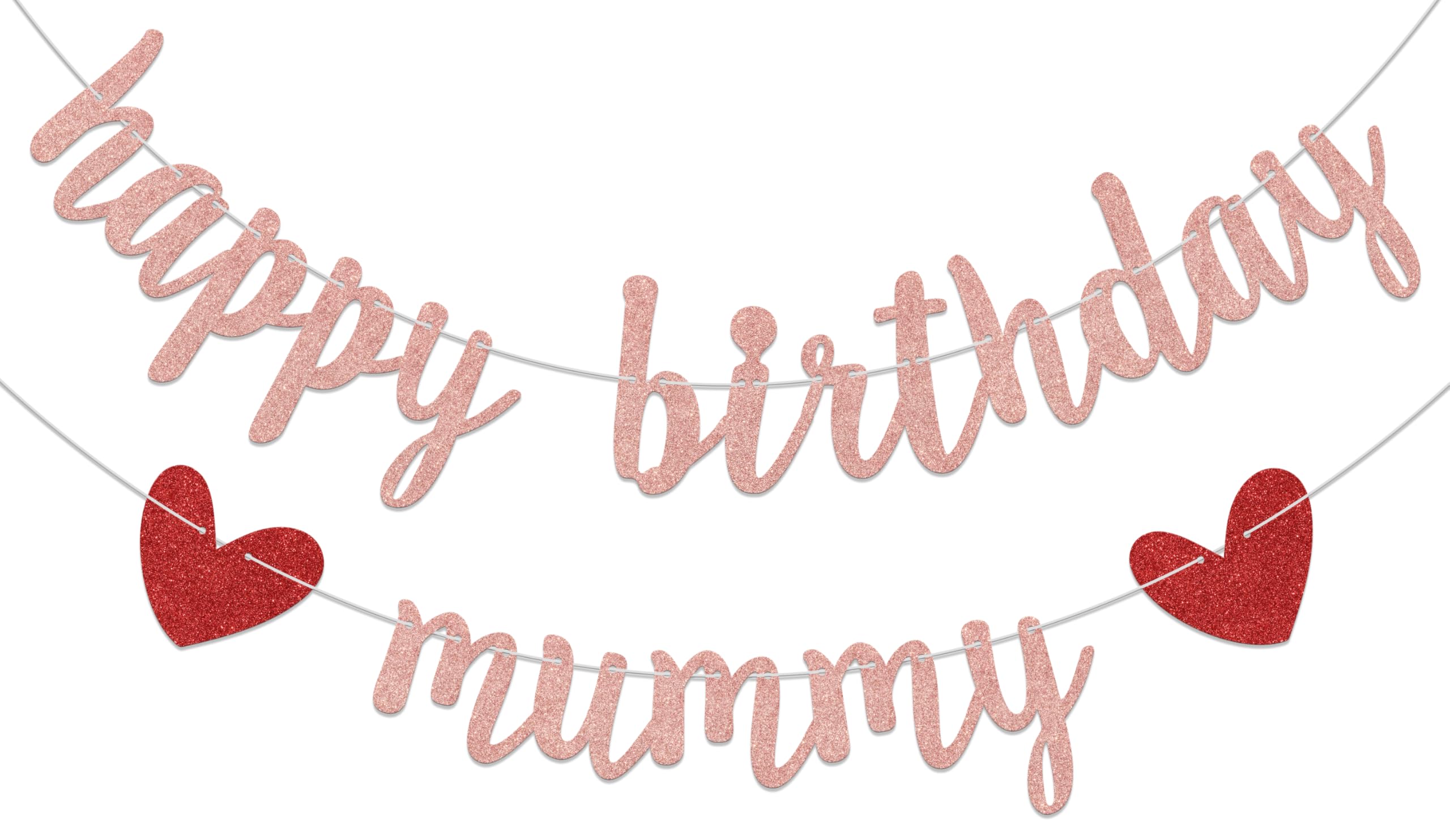 Happy Birthday Mummy Banner Happy Mother's Day Banner Best Mom Ever Decoration Rose Gold Glitter