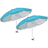AMMSUN XL Chair Umbrella with Universal Clamp Adjustable 47 inches and 360-degree Swivel UPF 50+, Portable Clamp on Camping or Beach Chair, Stroller, Wheelchair, Golf cart, Bright Blue, 2 PACK