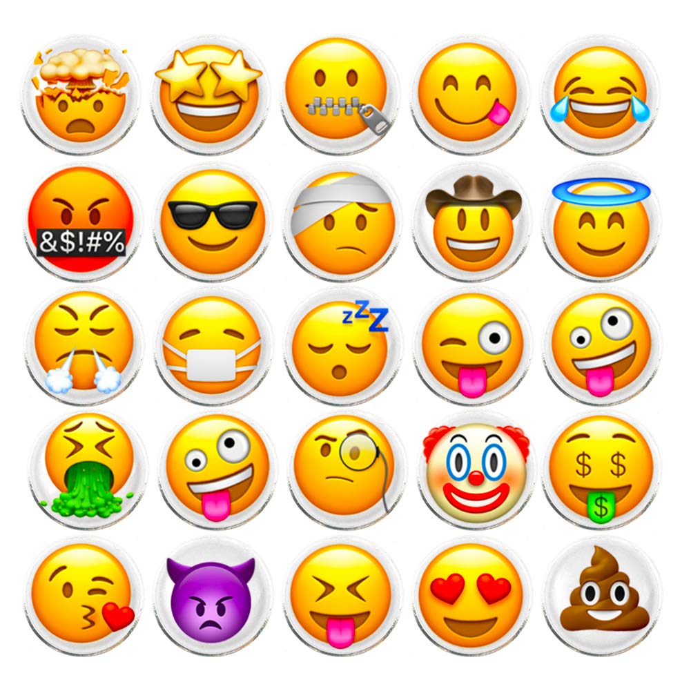 100 Pieces Creative Emoji Steel Thumb Tacks Push Pins Fashion Decorative Different Smiley face Patterns for Photos Wall Maps Bulletin Board or Corkboards (Emoji)