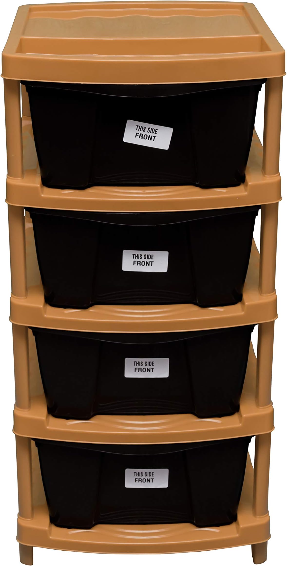 VEER Multipurpose Plastic Modular 4 Drawer Rectangular Chest Storage Organizer Set (Wood, Standard)