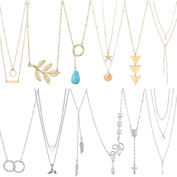 2-Piece Y Pendant & Bar Earring Set – Layered Lariat Necklace & Dangle Earrings – Alloy Gold Tone