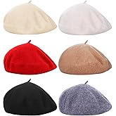 Blulu 6 Pieces Women Wool Beret Hat French Style Beret Beanie Cap Solid Color Winter Hat