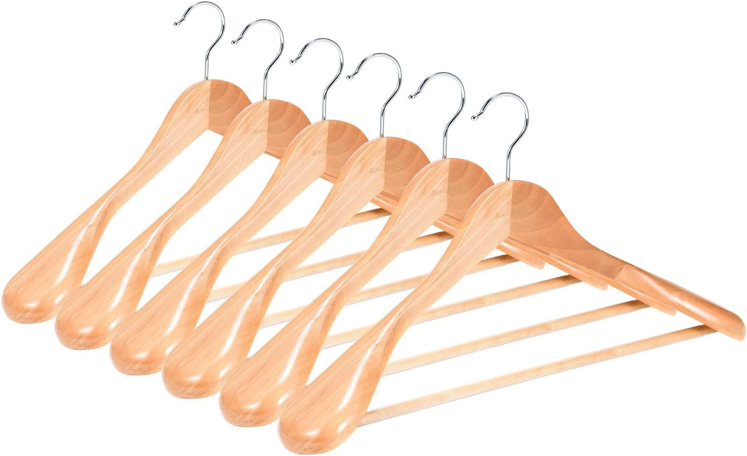 HaneezWooden Coat Hangers, Pack of 6, Brown