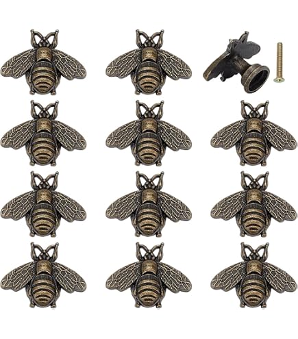 Angoily Vintage Bee Cabinet Knobs，10-Pack Vintage Decorative