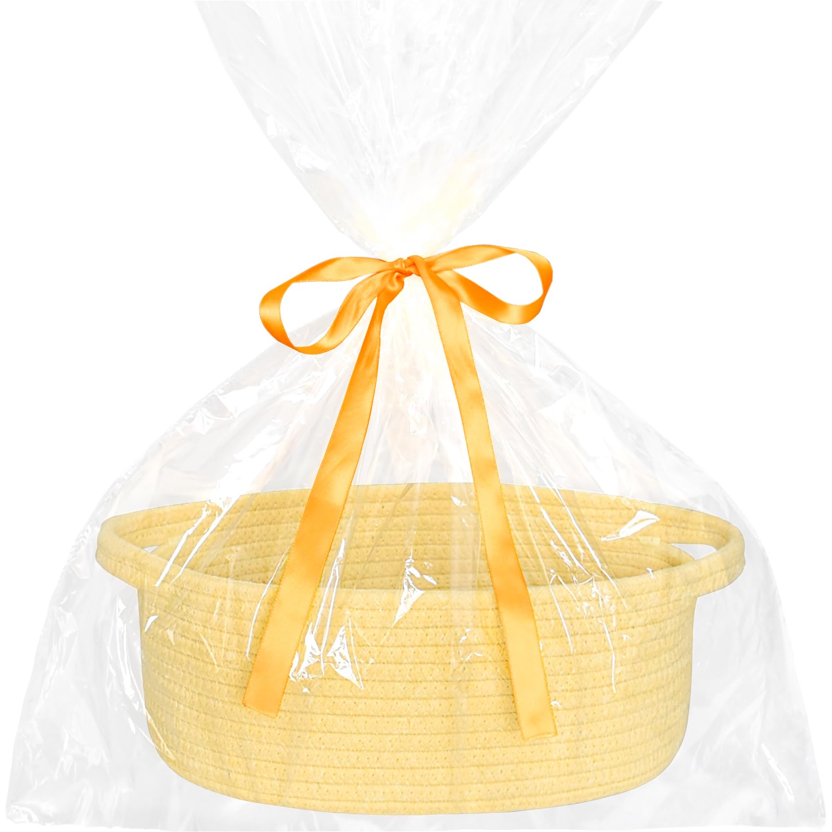 Photo 1 of ABenkle Small Basket with Gift Bags and Ribbons, Empty Gift Baskets for Mother's Day, Decorative Boho Rope Woven Nursery Storage Organizer Toy Baskets with Handle for Baby Showers, 12"X 8" X 5"