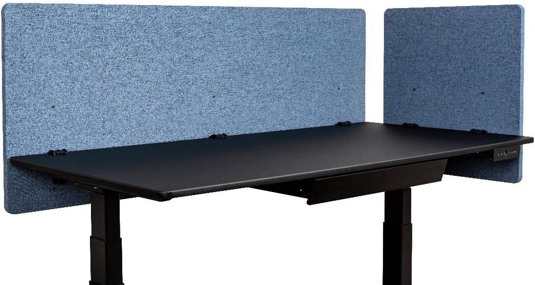 LUXOR Reclaim Office Partition Divider Desk Mounted 2 Piece Desktop Privacy Panels, Pacific Blue - 60