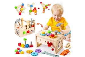 GraceDuck Kids Tool Bench Wooden Set Toys - Montessori Toys for 2 3 4 5 Year Old Workbench Boy Girl Construction Toys for 2 Year Old Boy Educational STEM Toys Christmas Birthday Gifts for Boys & Girls