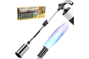 JAYICHENG Weed Torch Propane Burner,High Output 1,200,000 BTU Weed Burner, Propane Blow Torch with Self Igniting and Flame Control Valve for Weeding, Melt Ice,Charcoal Starter-Black(Fuel Not Included)