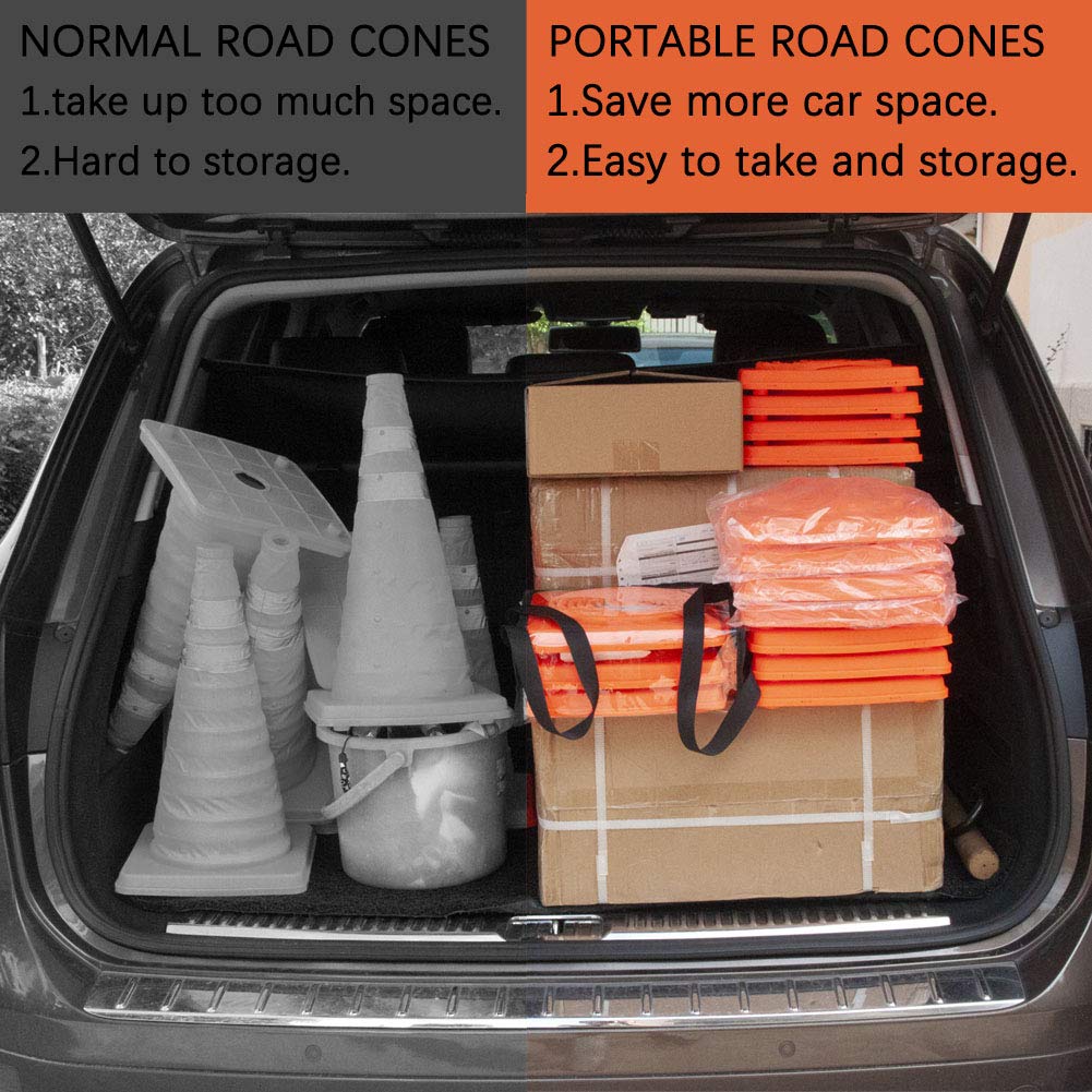 18 inch Collapsible Traffic Cones 3-Pack with Travel Case, Portable Pop Up Reflective Safety Cones(3 Orange Road Cones), Foldable Parking Cones Multipack: Industrial & Scientific