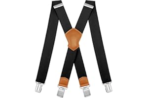 Dresime Suspenders for Men and Women Adjustable X Back 1.57 Inch Wide Elastic Heavy Duty Braces with Strong Metal Clips