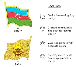 Azerbaijan Flag Lapel Pin - Enamel Metal National