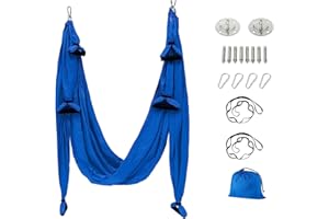 MAKEGELD Aerial Silks Yoga Swing Set,Aerial Yoga Hammock Trapeze Extension,Yoga Swing Ceiling Mount,Aerial Ariel Silks for Home Kids Indoor Outdoor Gym Fitness(With Ceiling Mount Accessories)