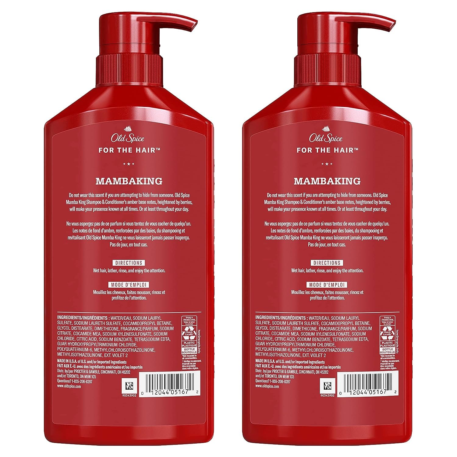 Old Spice MambaKing 2-in-1 Shampoo and Conditioner Set for Men, Healthier, Fuller, More Moisturized Looking Hair, 21.9 Fl Oz Each, Twin Pack