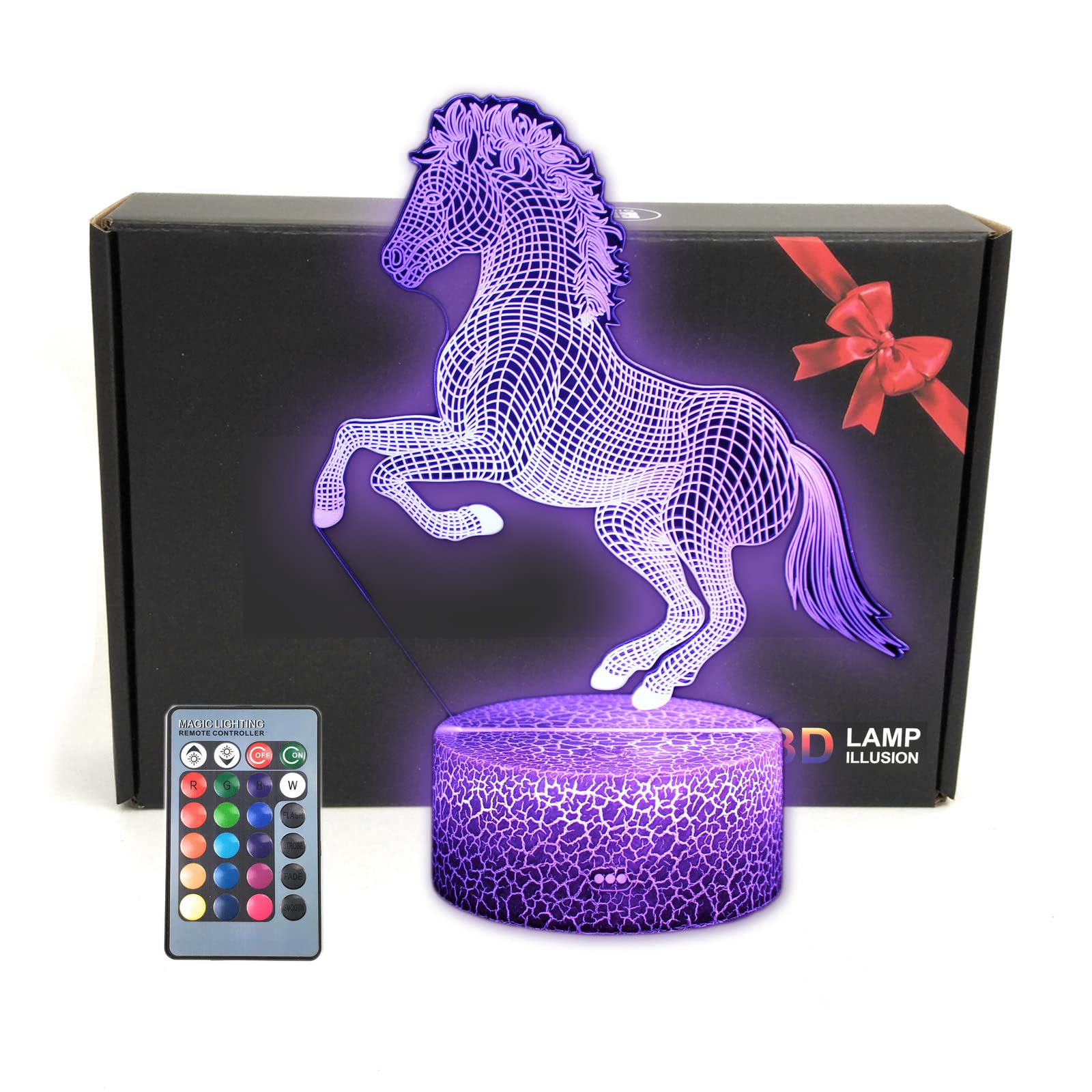 TriPro Horse Wild Animals 3D Illusion Table Lamp Decor Night Light