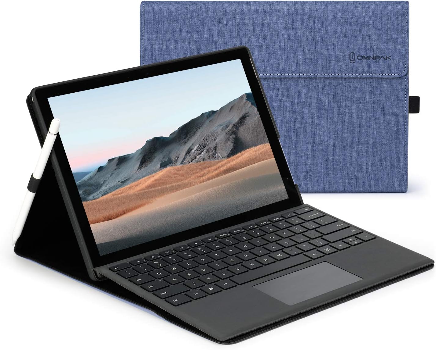 Omnpak Case for Microsoft Surface Pro 7 Plus /7/6 /5/4 with Stylus Holder, Multiple Angle Polyester Slim Lightweight Cover