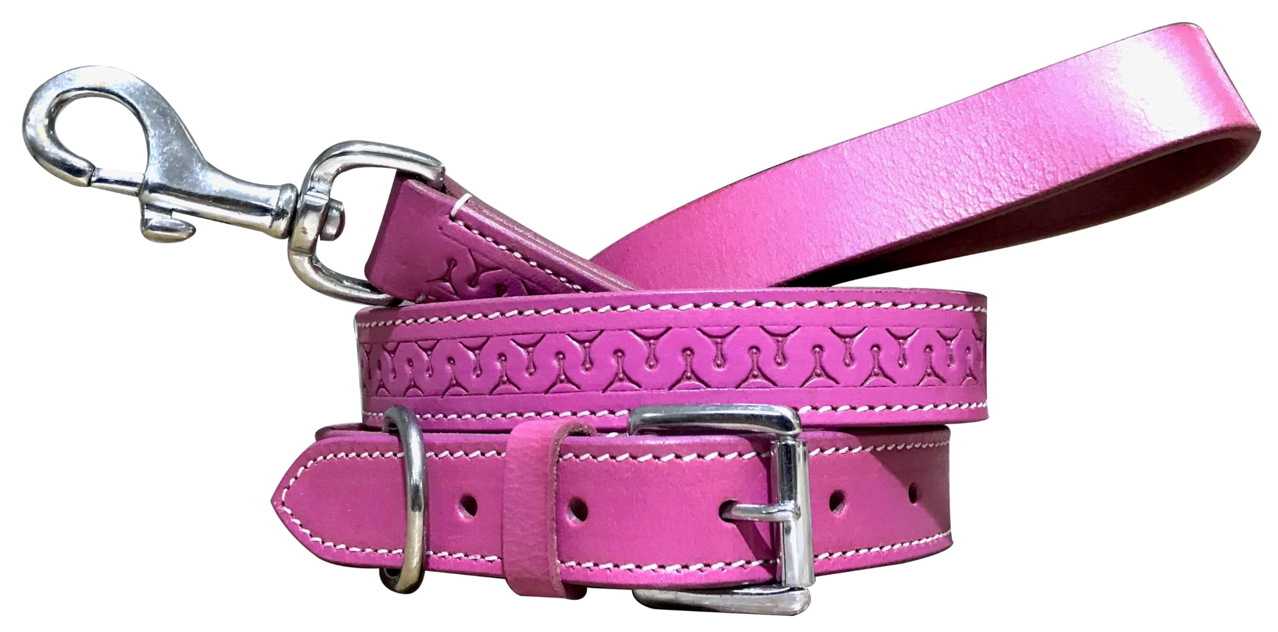 BRADLEY CROMPTON Genuine Leather Matching Pair Dog Collar and Lead Set S