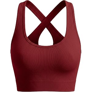 Women Ribbed Cross Back Sports Vest Stretch Gym Yoga Workout Crop Top